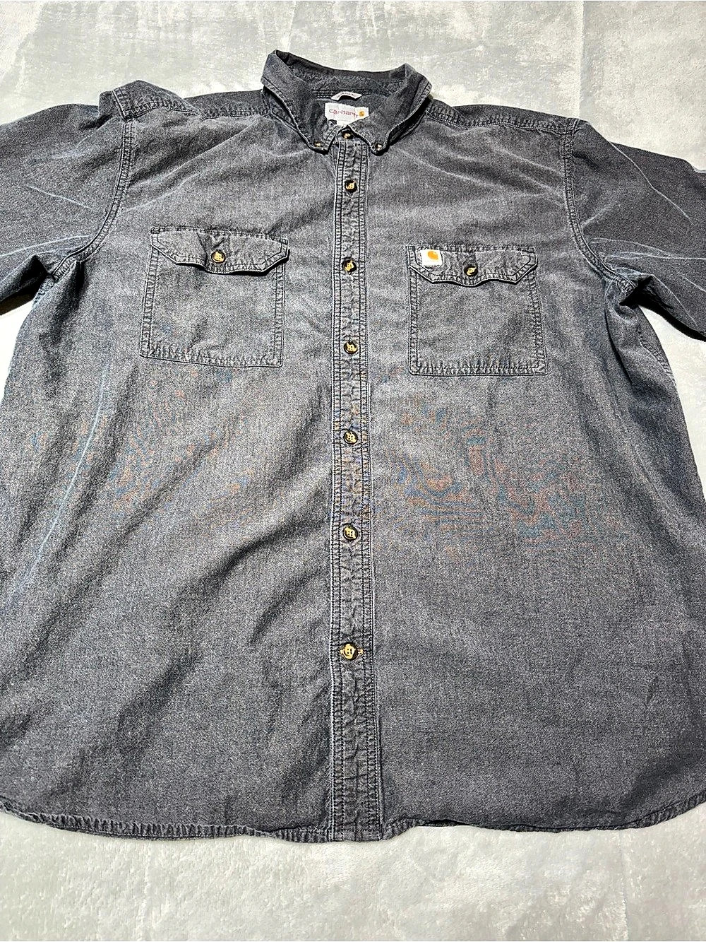 Carhartt Mens 2XL Black S200 BKC Relaxed Fit Short Sleeve Button Up Work Shirt